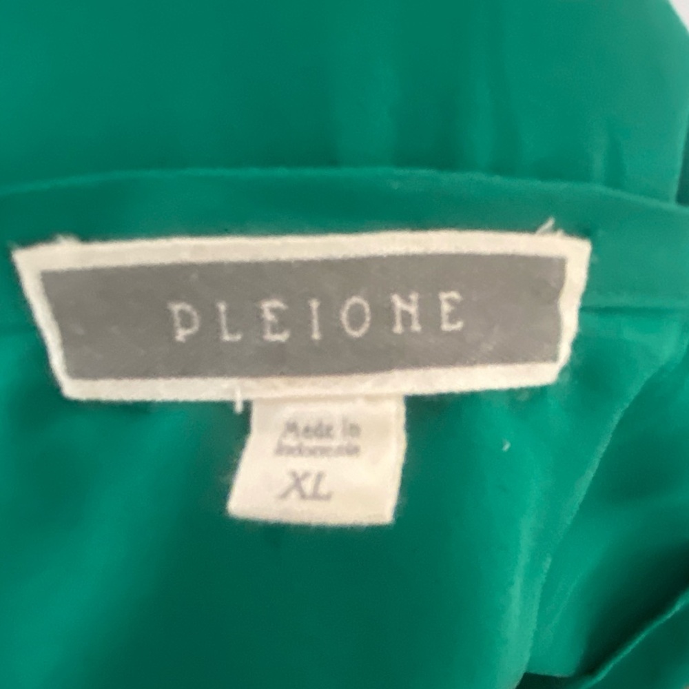 Pleione Emerald Green Relaxed Blouse with V-Neck - Picture 3 of 5